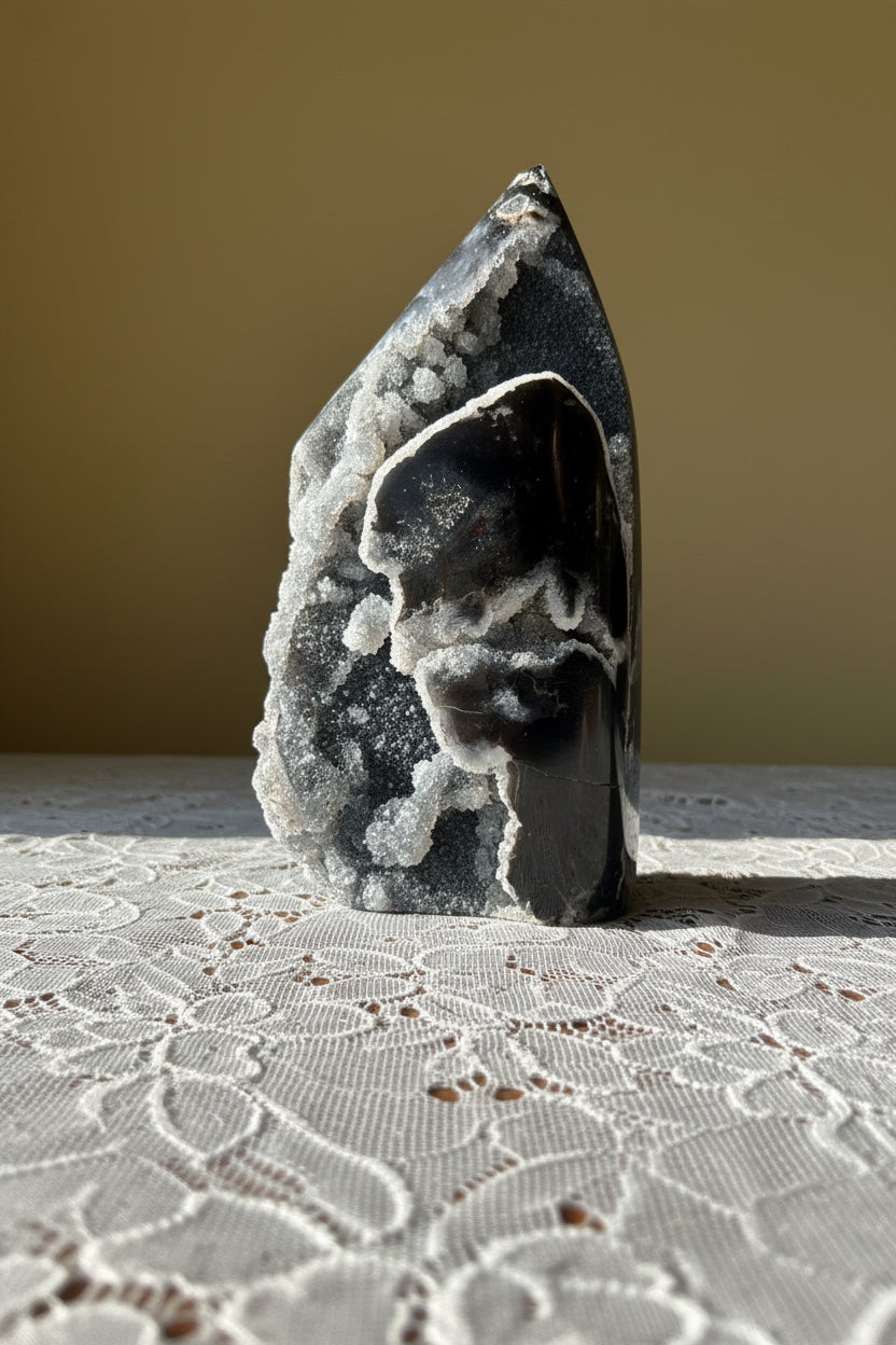 Black druzy Sphalerite Tear drop