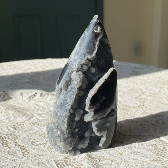 Black druzy Sphalerite Tear drop