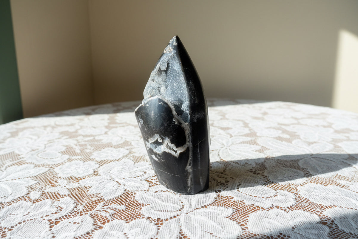 Black druzy Sphalerite Tear drop
