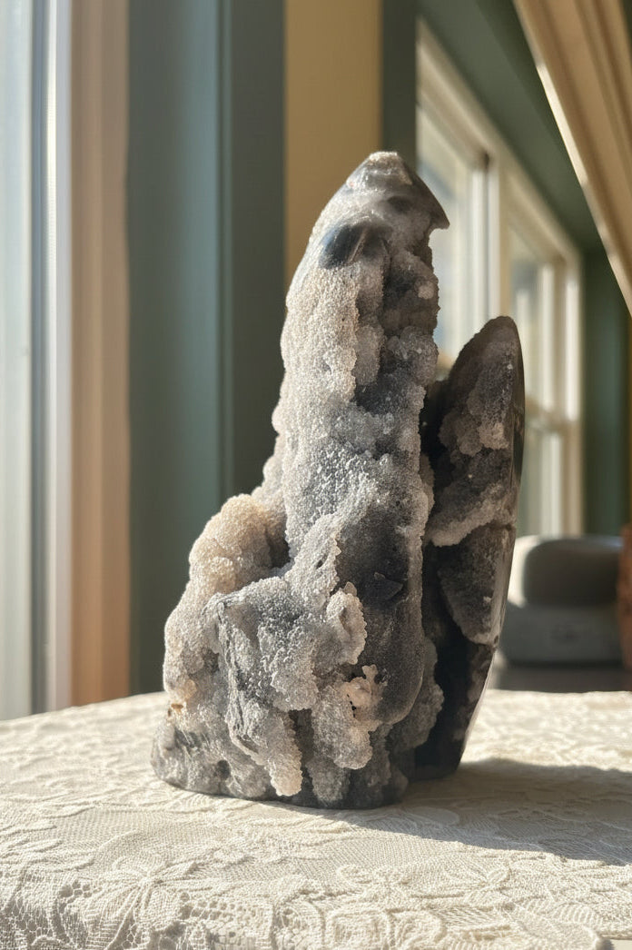 Black druzy Sphalerite Tear drop