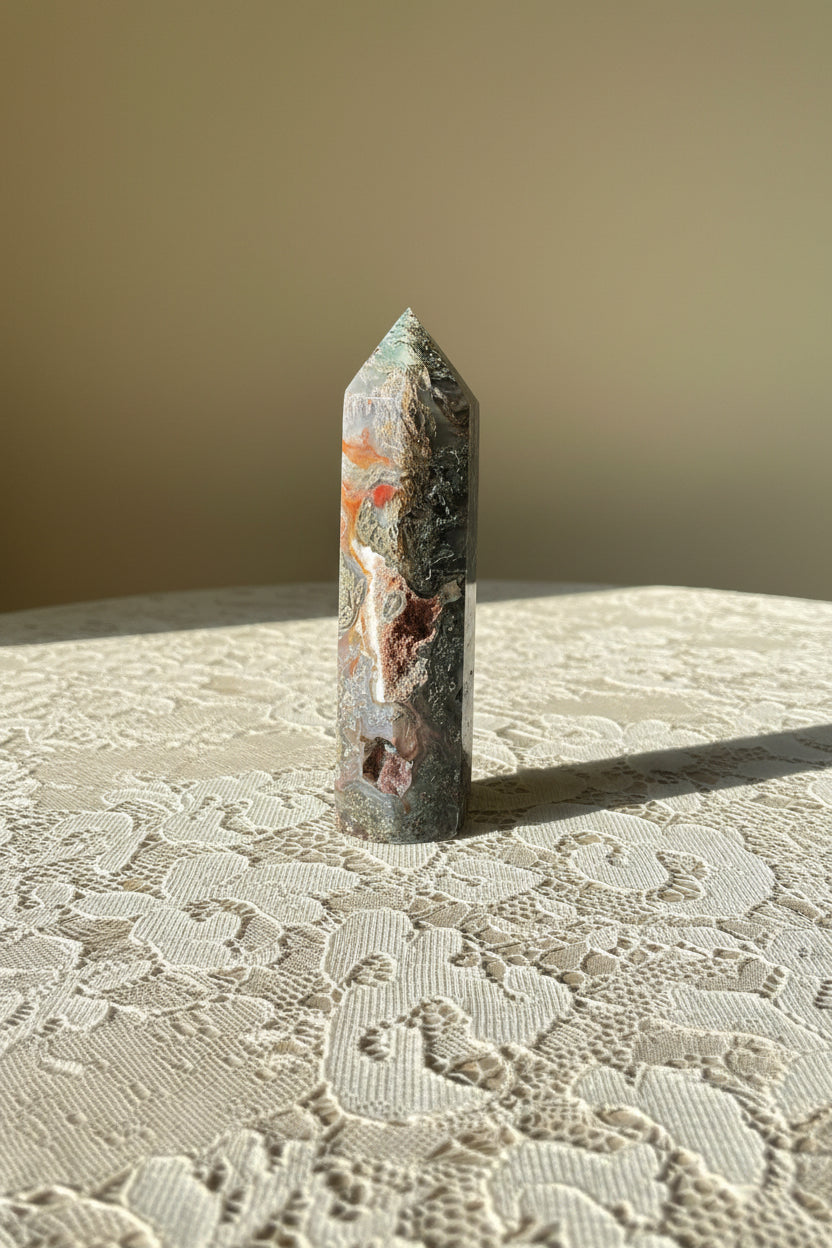 Red moss agate Tower