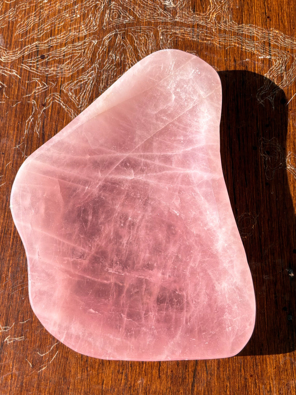 Rose quartz shallow bowl