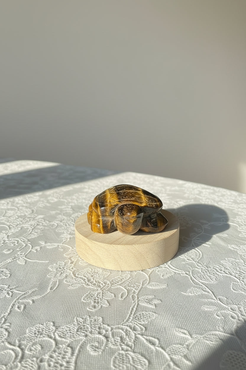 Tigers eye carved sea turtle