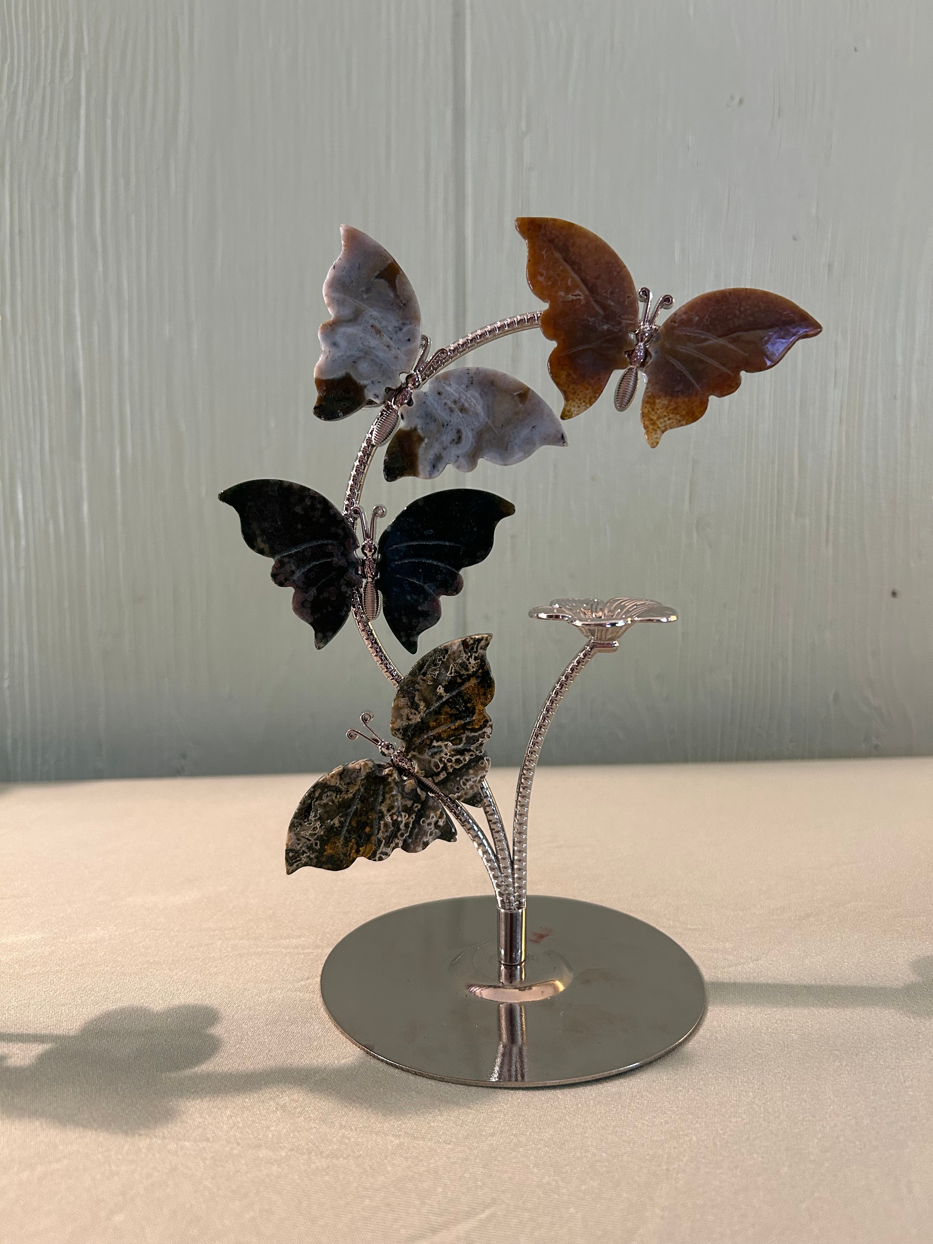 Ocean jasper butterfly sphere holder