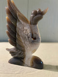Hand carved agate swan with druzy