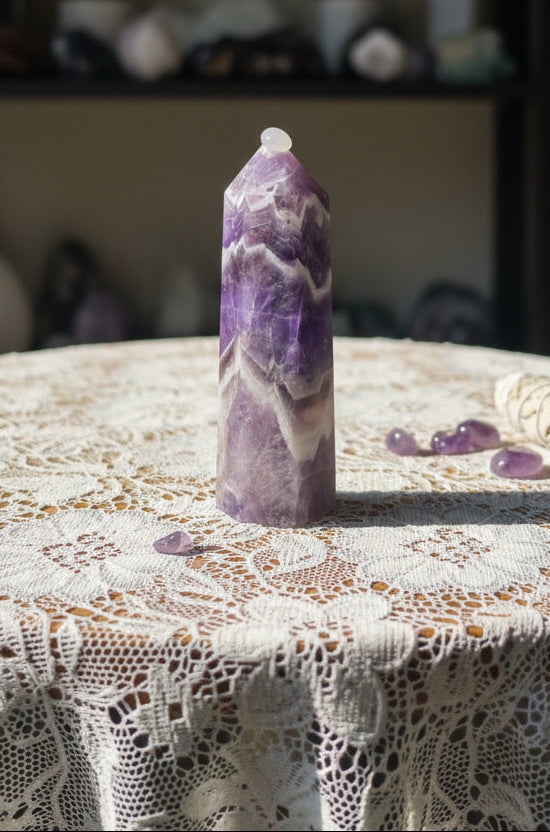 Purple amethyst crystal tower small