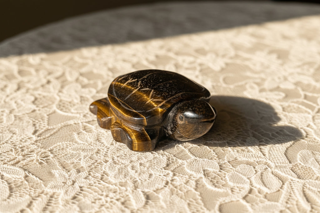 Tigers eye carved sea turtle