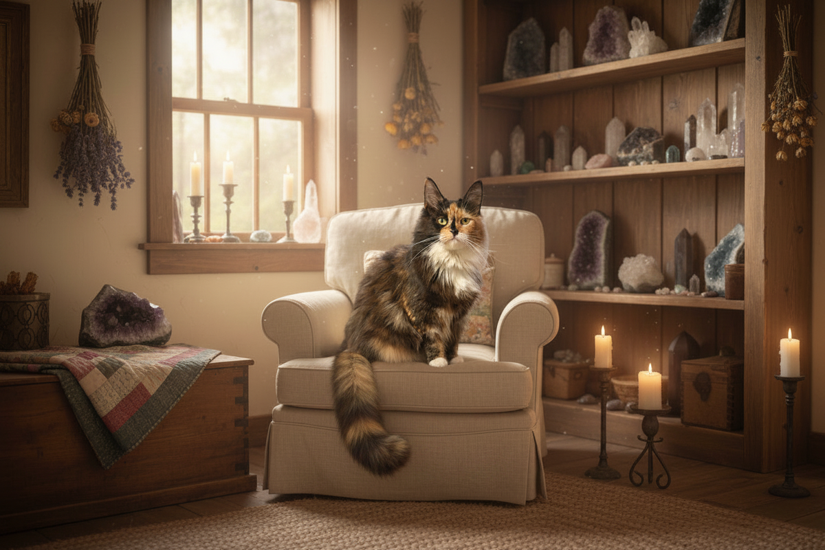 Calico cat with shorter tail